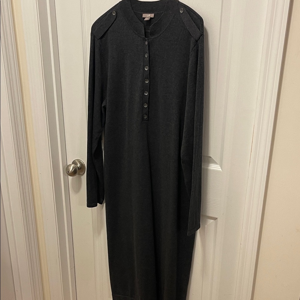J. Jill Charcoal Long Sleeve Dress